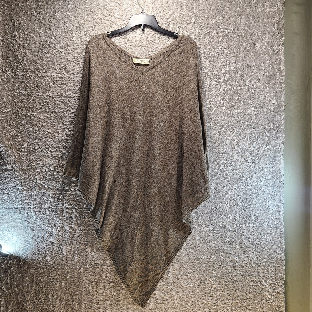 Synergy Organic Ecoluxe Pashmina Wool Nylon Poncho Gray One Size Gray